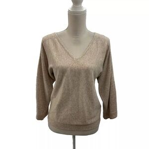 NWOT Fate Tan Wool Cashmere Blend Sweater Women’s Small Flare Sleeve V Neck